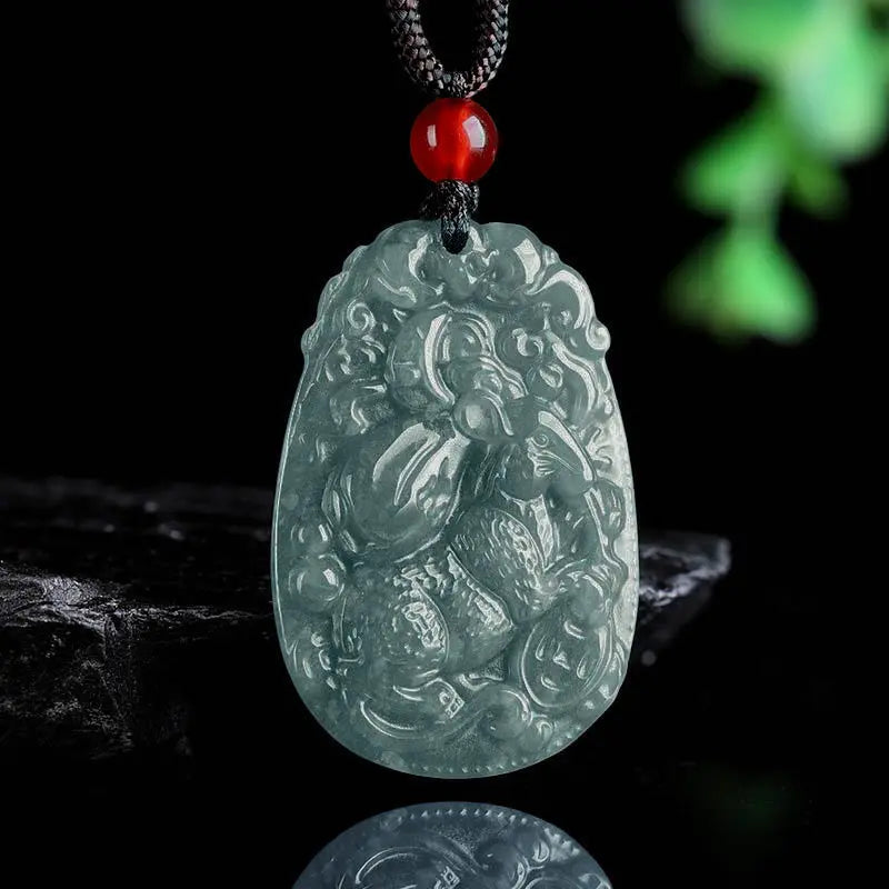 Fortune Jewel Chinese Zodiac Jade Year of the Horse Luck Rope Necklace Pendant Fortune Jewel