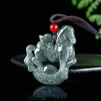 Fortune Jewel Year of the Horse Jade Ingot Luck Prosperity Rope Necklace Pendant Fortune Jewel