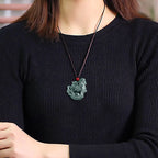 Fortune Jewel Year of the Horse Jade Ingot Luck Prosperity Rope Necklace Pendant Fortune Jewel
