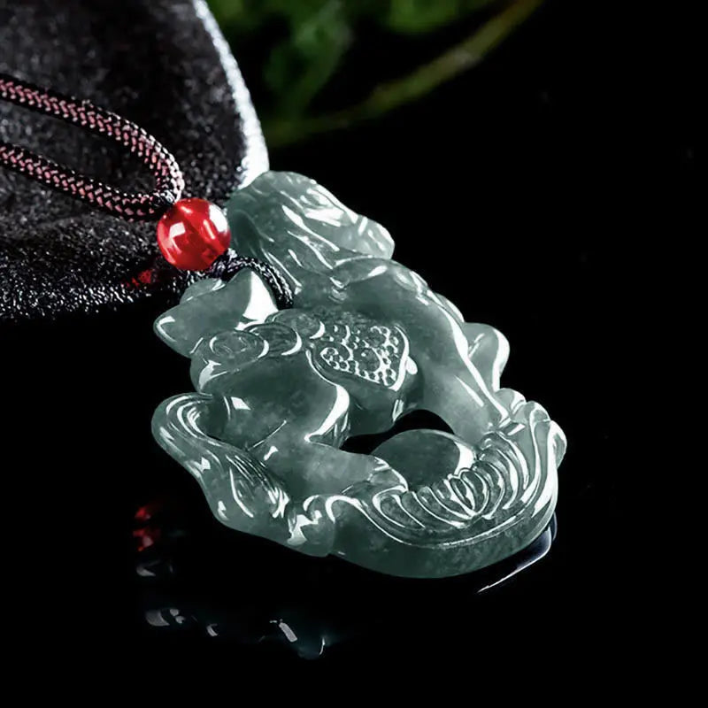 Fortune Jewel Year of the Horse Jade Ingot Luck Prosperity Rope Necklace Pendant Fortune Jewel