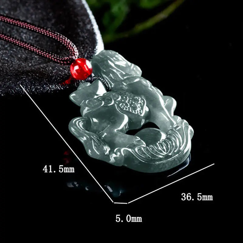 Fortune Jewel Year of the Horse Jade Ingot Luck Prosperity Rope Necklace Pendant Fortune Jewel