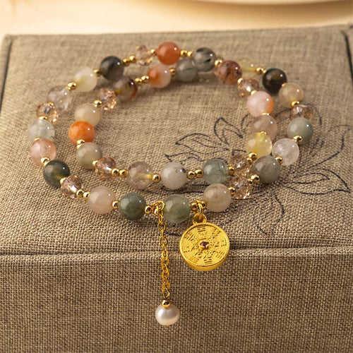 Buddha Stones Colorful Rutilated Quartz Copper Auspiciousness Double Wrap Bracelet - Fortune Jewel