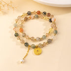 Buddha Stones Colorful Rutilated Quartz Copper Auspiciousness Double Wrap Bracelet - Fortune Jewel