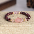 Fortune Jewel Garnet Strawberry Quartz Pixiu Lucky Bracelet - Fortune Jewel