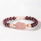 Fortune Jewel Garnet Strawberry Quartz Pixiu Lucky Bracelet - Fortune Jewel