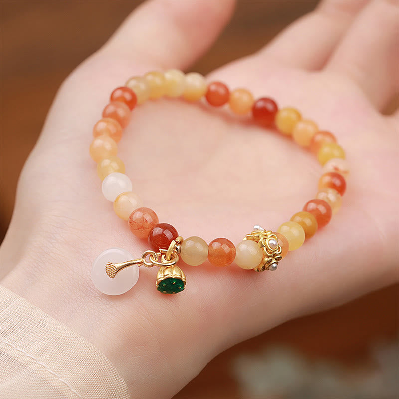 Buddha Stones Peace Buckle Golden Silk Jade Ward Off Evil Spirits Bracelet - Fortune Jewel