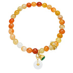 Buddha Stones Peace Buckle Golden Silk Jade Ward Off Evil Spirits Bracelet - Fortune Jewel