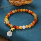 Buddha Stones Peace Buckle Golden Silk Jade Ward Off Evil Spirits Bracelet - Fortune Jewel