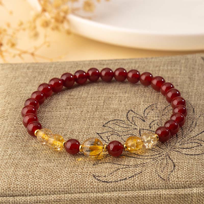 Fortune Jewel Red Agate Citrine Confidence Pleasure Bracelet - Fortune Jewel