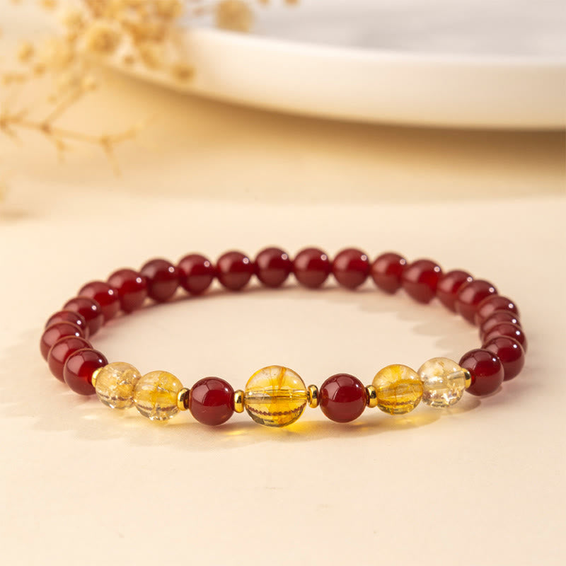 Fortune Jewel Red Agate Citrine Confidence Pleasure Bracelet - Fortune Jewel