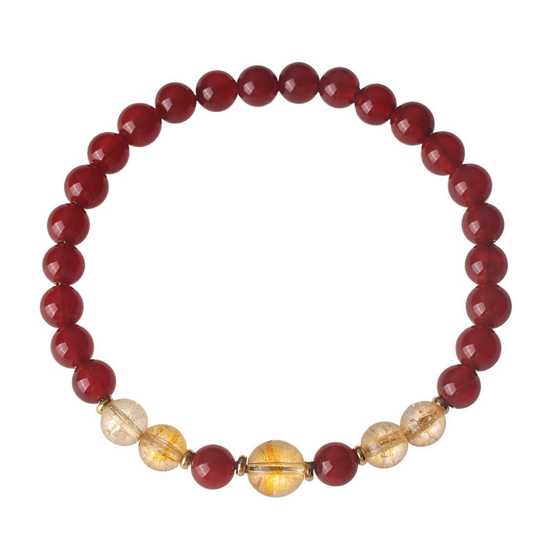 Fortune Jewel Red Agate Citrine Confidence Pleasure Bracelet - Fortune Jewel