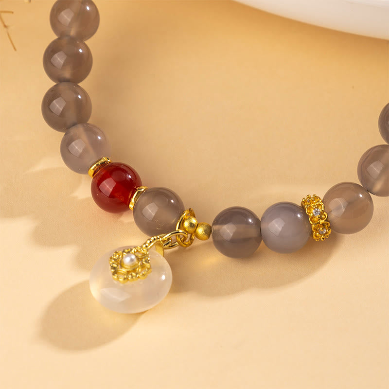 Fortune Jewel Gray Agate Red Agate Chalcedony Balance Bracelet - Fortune Jewel