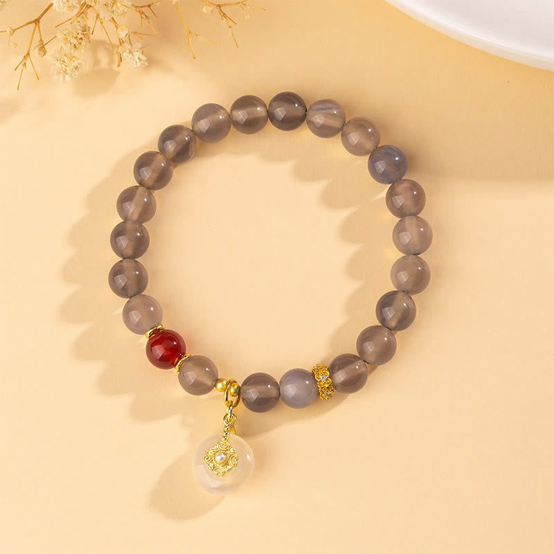 Fortune Jewel Gray Agate Red Agate Chalcedony Balance Bracelet - Fortune Jewel