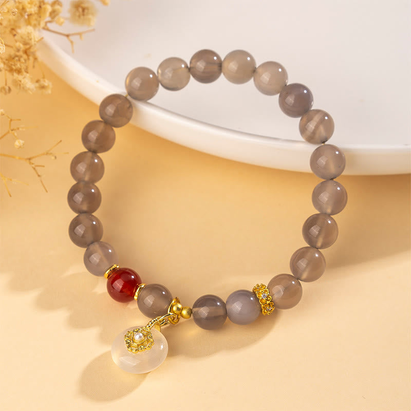 Fortune Jewel Gray Agate Red Agate Chalcedony Balance Bracelet - Fortune Jewel