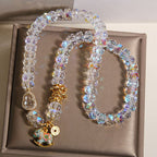 Fortune Jewel Chinese Zodiac Year Of The Horse Crystal Glass Copper Coin Gourd Double Wrap Bracelet - Fortune Jewel