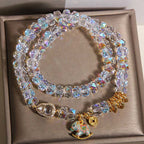 Fortune Jewel Chinese Zodiac Year Of The Horse Crystal Glass Copper Coin Gourd Double Wrap Bracelet - Fortune Jewel