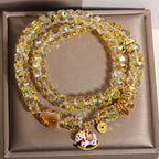 Fortune Jewel Chinese Zodiac Year Of The Horse Crystal Glass Copper Coin Gourd Double Wrap Bracelet - Fortune Jewel