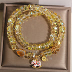 Fortune Jewel Chinese Zodiac Year Of The Horse Crystal Glass Copper Coin Gourd Double Wrap Bracelet - Fortune Jewel