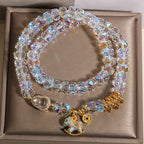 Fortune Jewel Chinese Zodiac Year Of The Horse Crystal Glass Copper Coin Gourd Double Wrap Bracelet - Fortune Jewel