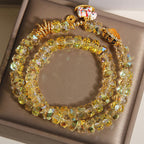 Fortune Jewel Chinese Zodiac Year Of The Horse Crystal Glass Copper Coin Gourd Double Wrap Bracelet - Fortune Jewel