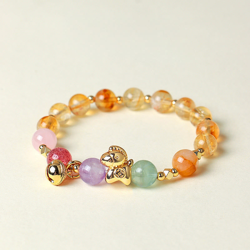 Fortune Jewel Year Of The Horse Citrine Amethyst Various Crystals Protection Bracelet - Fortune Jewel