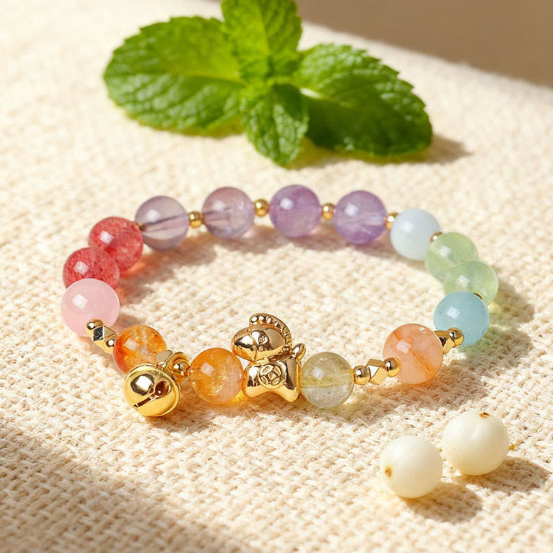 Fortune Jewel Year Of The Horse Citrine Amethyst Various Crystals Protection Bracelet - Fortune Jewel
