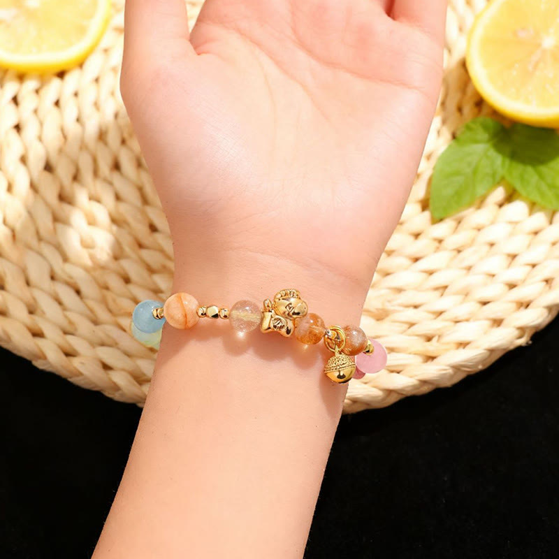 Fortune Jewel Year Of The Horse Citrine Amethyst Various Crystals Protection Bracelet - Fortune Jewel
