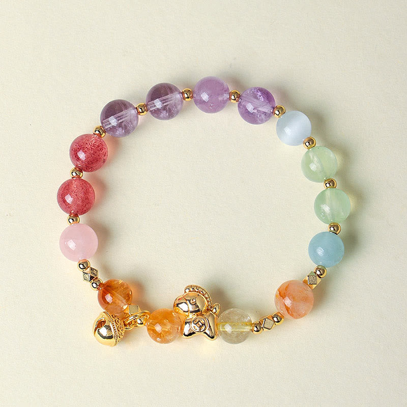 Fortune Jewel Year Of The Horse Citrine Amethyst Various Crystals Protection Bracelet - Fortune Jewel