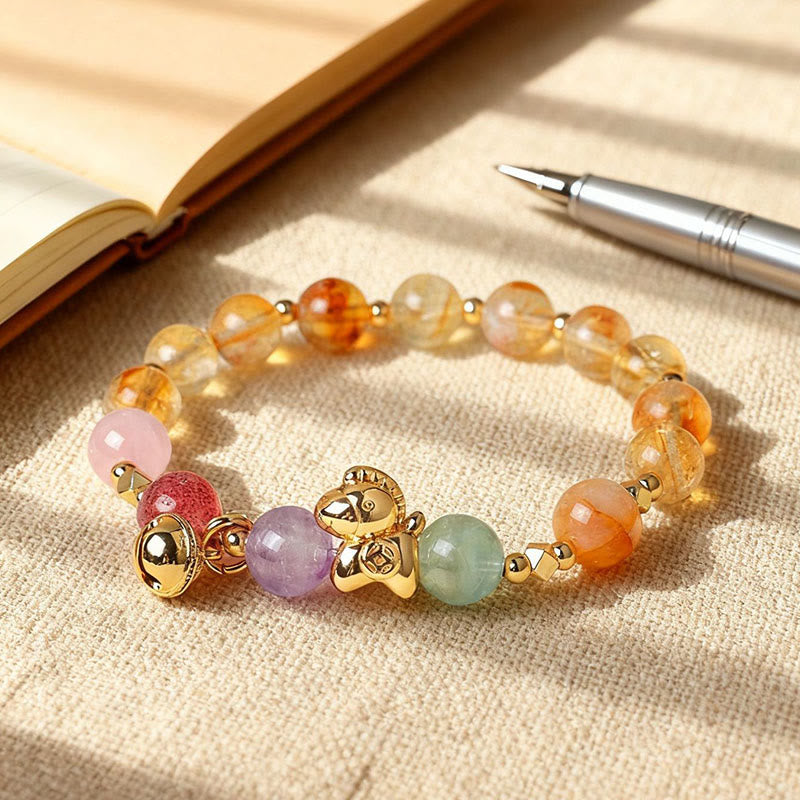 Fortune Jewel Year Of The Horse Citrine Amethyst Various Crystals Protection Bracelet - Fortune Jewel
