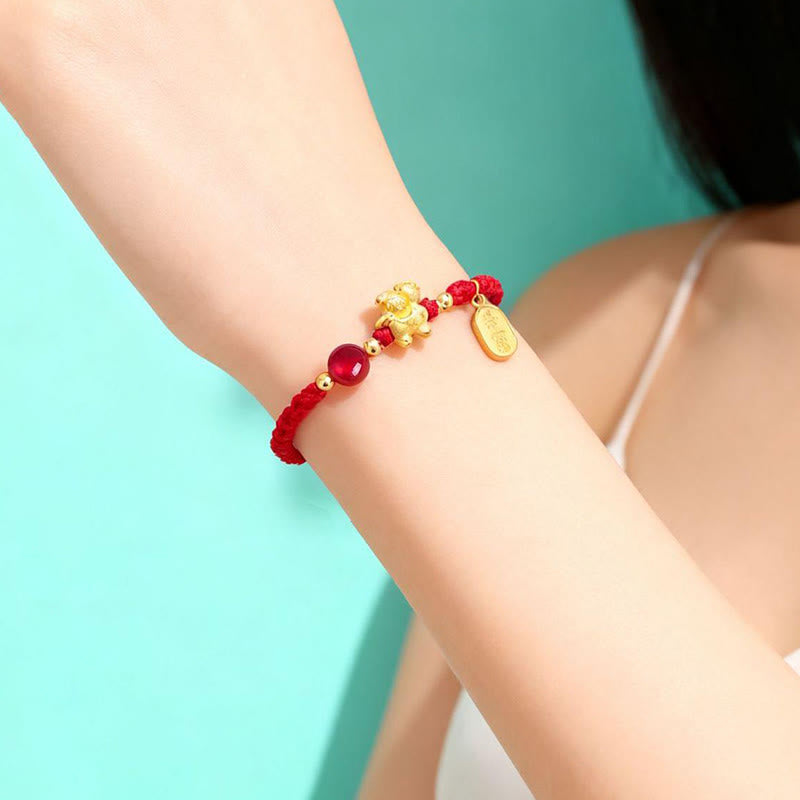 Fortune Jewel 999 Sterling Silver Year Of The Horse Peaceful And Rich Success String Bracelet - Fortune Jewel