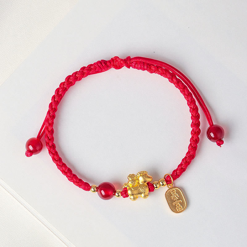 Fortune Jewel 999 Sterling Silver Year Of The Horse Peaceful And Rich Success String Bracelet - Fortune Jewel