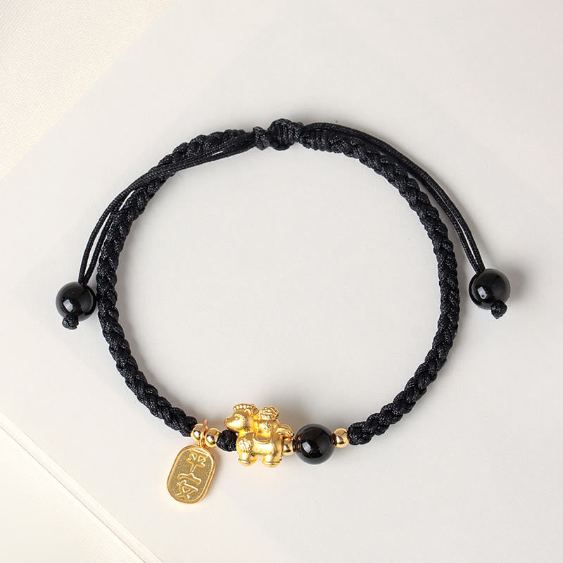 Fortune Jewel 999 Sterling Silver Year Of The Horse Peaceful And Rich Success String Bracelet - Fortune Jewel