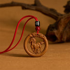 Buddha Stones Peach Wood Chinese Zodiac Year Of The Horse Ward Off Evil Spirits Necklace Pendants - Fortune Jewel