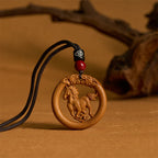 Buddha Stones Peach Wood Chinese Zodiac Year Of The Horse Ward Off Evil Spirits Necklace Pendants - Fortune Jewel