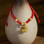 Fortune Jewel Golden Year Of The Horse Red String Copper Strength Braided Bracelet - Fortune Jewel