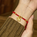 Fortune Jewel Golden Year Of The Horse Red String Copper Strength Braided Bracelet - Fortune Jewel