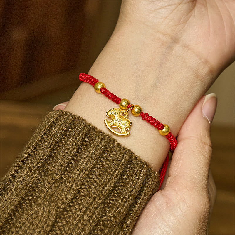 Fortune Jewel Golden Year Of The Horse Red String Copper Strength Braided Bracelet - Fortune Jewel