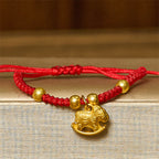 Fortune Jewel Golden Year Of The Horse Red String Copper Strength Braided Bracelet - Fortune Jewel