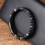 Buddha Stones Lava Rock Titanium Steel Calm Leather Bracelet - Fortune Jewel
