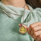 Fortune Jewel Green Tara Shakyamuni Buddha Copper Plated Silver Curb Chain Luck Pendant Necklace - Fortune Jewel