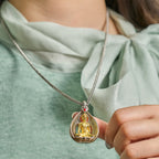 Fortune Jewel Green Tara Shakyamuni Buddha Copper Plated Silver Curb Chain Luck Pendant Necklace - Fortune Jewel