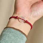 Fortune Jewel Peace Buckle White Agate Flat Knot Diamond Knot Red String Connection Bracelet - Fortune Jewel