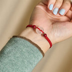 Fortune Jewel Peace Buckle White Agate Flat Knot Diamond Knot Red String Connection Bracelet - Fortune Jewel