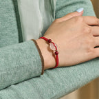 Fortune Jewel Peace Buckle White Agate Flat Knot Diamond Knot Red String Connection Bracelet - Fortune Jewel