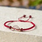 Fortune Jewel Peace Buckle White Agate Flat Knot Diamond Knot Red String Connection Bracelet - Fortune Jewel