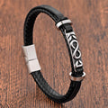 Fortune Jewel Titanium Steel Balance Multi-Layered Leather Figure-Eight Bracelet - Fortune Jewel