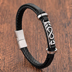 Fortune Jewel Titanium Steel Balance Multi-Layered Leather Figure-Eight Bracelet - Fortune Jewel