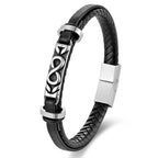 Fortune Jewel Titanium Steel Balance Multi-Layered Leather Figure-Eight Bracelet - Fortune Jewel