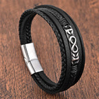 Fortune Jewel Titanium Steel Balance Multi-Layered Leather Figure-Eight Bracelet - Fortune Jewel