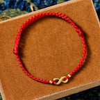Fortune Jewel Infinity Charm Brass Red String Adjustable Protection Bracelet - Fortune Jewel